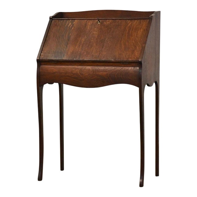 Arts and Crafts Petite Oak Secretary Desk For Sale