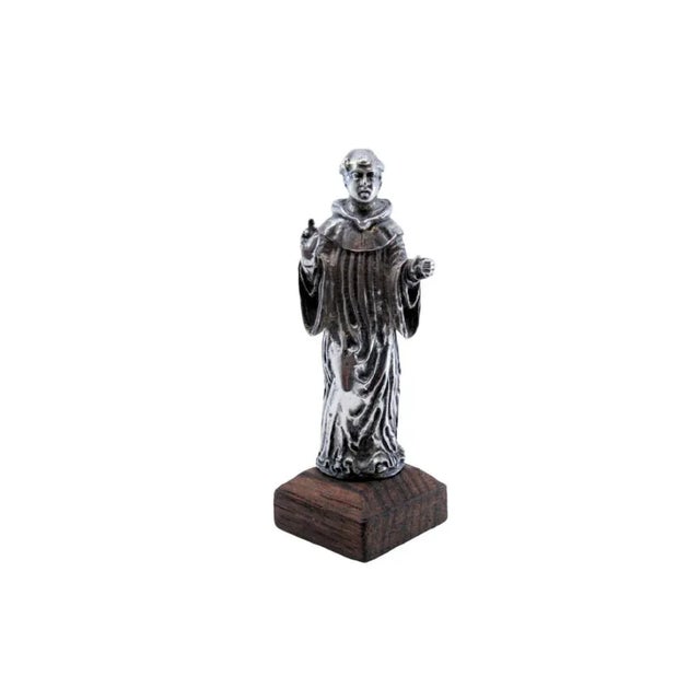 Silver Statuette of Saint Anthony with Wooden Base For Sale - Image 10 of 10