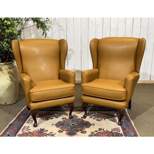 Vintage English Wingback Chairs in Leather, 1980s, Set of 2 For Sale - Image 14 of 14