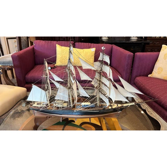 Coastal Handcrafted Detailed Wooden "Cutty Sark" Clipper Ship Model - 37" For Sale - Image 3 of 6