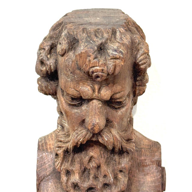 Rustic European 19th Century European Hercules Herm Architectural Carving For Sale - Image 3 of 18