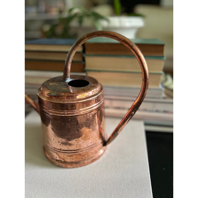 Traditional Vintage Copper Watering Can With Long Spout and Aged Patina For Sale - Image 3 of 12