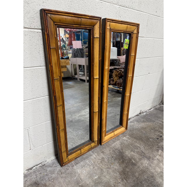 Boho Chic Boho Coastal Vintage Bamboo Mirrors - A Pair For Sale - Image 3 of 9