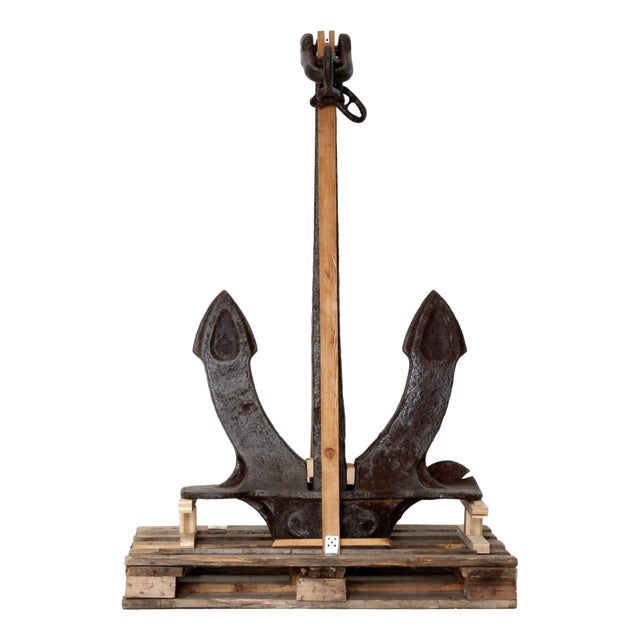 Industrial Black Iron Anchor, 1950s For Sale