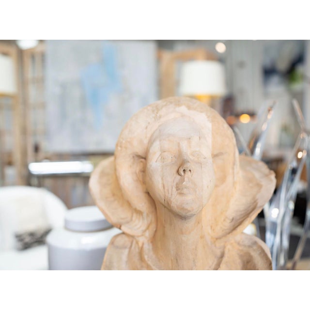 1960s Carved Wood Female or Angel With Breastplate Design For Sale - Image 5 of 5
