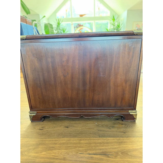 Henredon Scene One Chinoiserie Campaign Slide-Top Dry Bar Cabinet in Mahogany, Circa 1978, Attributed For Sale - Image 10 of 15