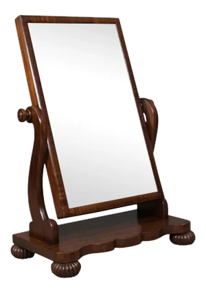 1860s Victorian Large Mahogany Platform Mirror