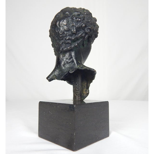 Vintage Roman Style Bronze Bust "Roman Head of a Youth" For Sale - Image 9 of 12