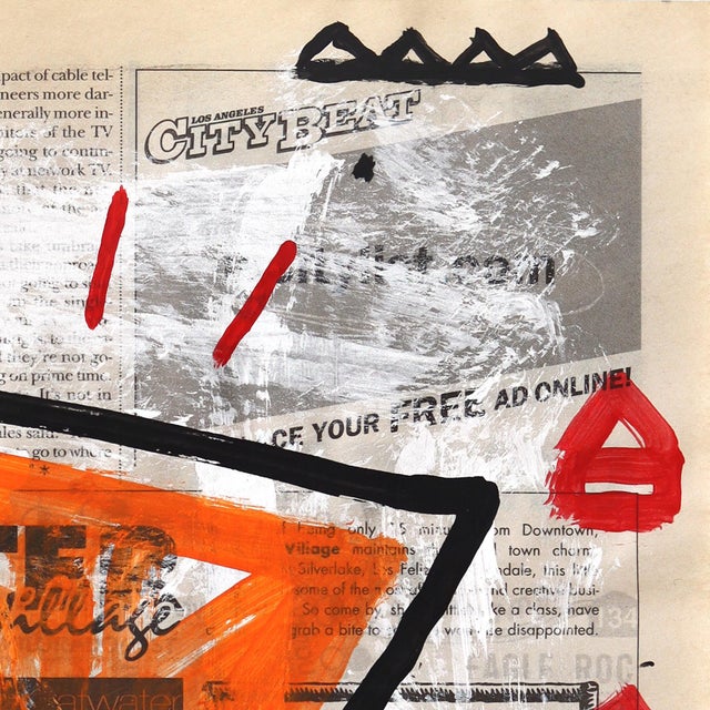 Orange You Tipsy - Original Pop Street Art Acrylic Painting on Newspaper by Gary John For Sale - Image 4 of 5