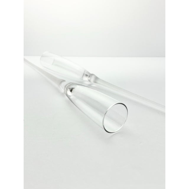 Pair of Stemless Footless Long Frosted Handle Blown Toasting Champagne Glasses For Sale In Dallas - Image 6 of 6