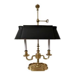 Vintage French Bouillotte Lamp Frederick Cooper Brass Tole Metal Black For Sale