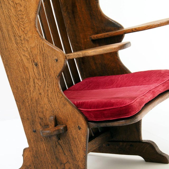Antique Dutch Arts and Crafts Oak Hall Bench, 1890s For Sale - Image 5 of 14