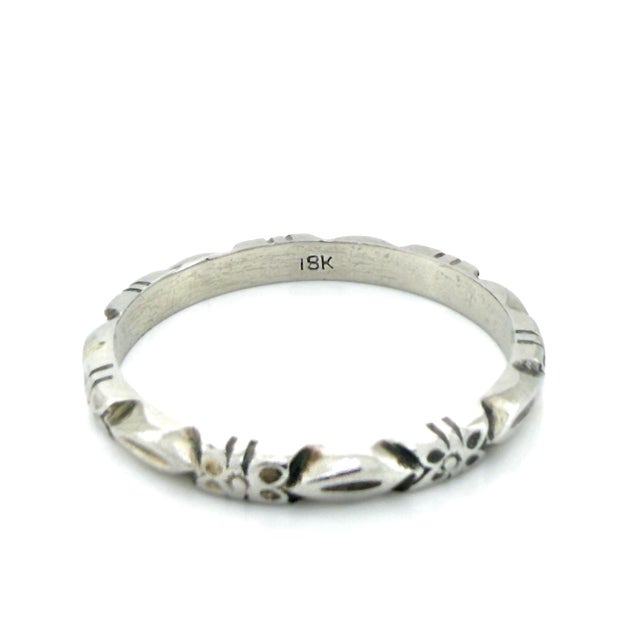 1930s Art Deco White Gold Orange Blossom Band, Stacking Ring, Size 6.75 For Sale - Image 10 of 10