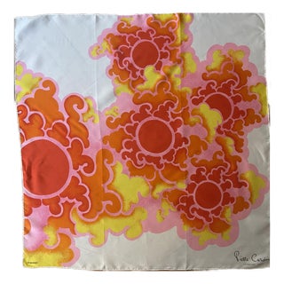 Pierre Cardin Silk Scarf Japaneses Flowers 1980 For Sale