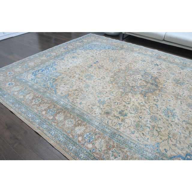 1970s 1970s Vintage Persian Handmade Wool Cotton Light Brown Area Rug For Sale - Image 5 of 11