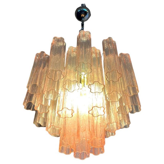 Italian Pink Murano Glass Chandeliers, 1970s, Set of 2 For Sale - Image 9 of 18