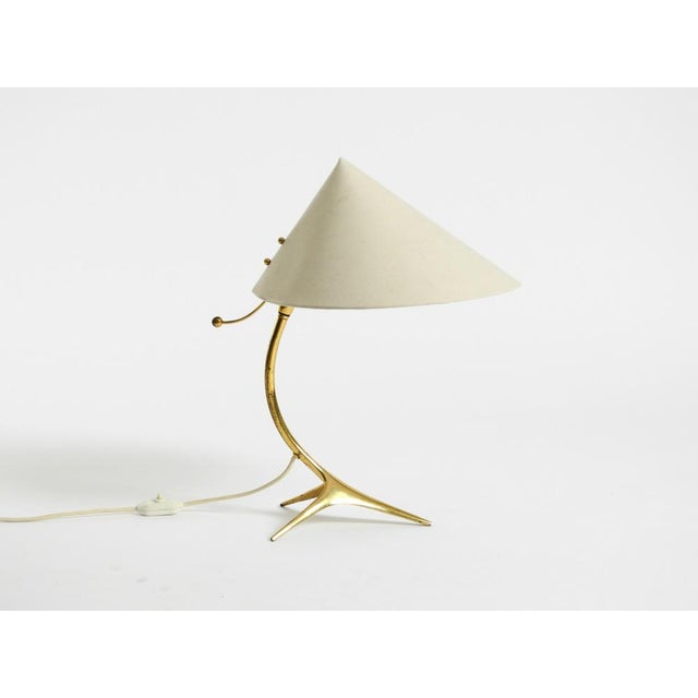 Beautiful large mid-century modern brass table lamp with a crow's foot. manufactured by kalmar. Made in austria. very...