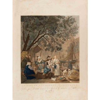 François Anne David, The Herb Market in Amsterdam, 1775, Etching For Sale