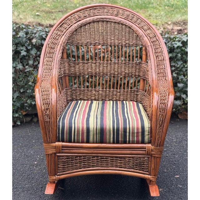 Bar Harbor Woven Wicker and Rattan Rocker For Sale In New York - Image 6 of 12