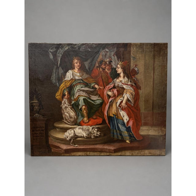 Johann Georg Tompke Attributed Solomon and Queen of Sheba Oil Painting C. 1766 For Sale - Image 15 of 15