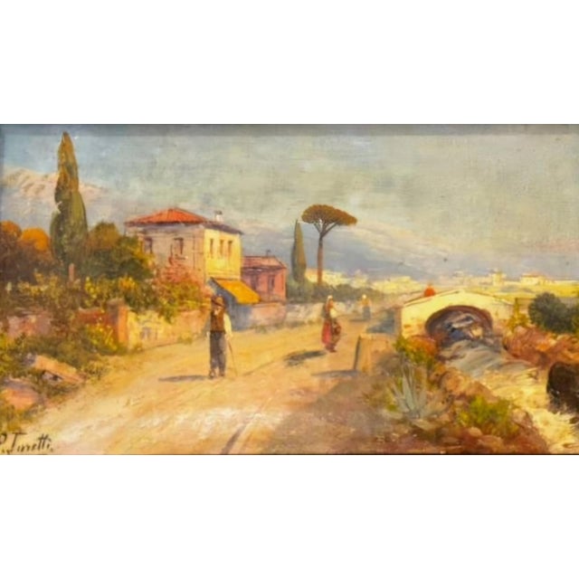 Italian Countryside Road Scene, Signed Pietro Toretti, Early 20th Century For Sale - Image 3 of 9