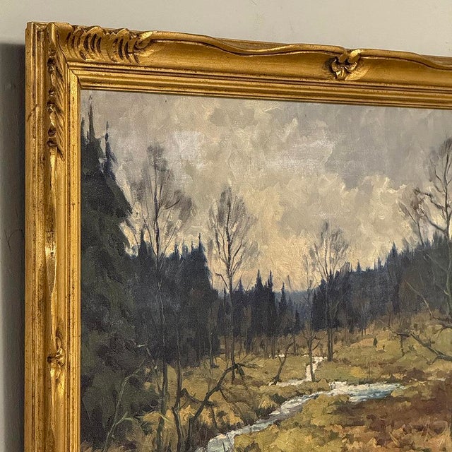 Framed Oil Painting on Canvas by Jean Francois (1903-1977) 'St. Hubert Forest' For Sale - Image 14 of 16