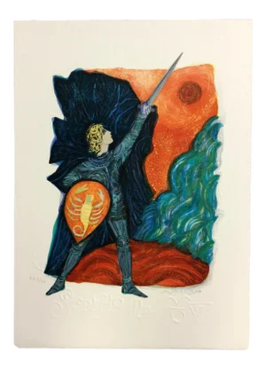 Mid Century Modern Unframed Scorpio Zodiac Judith Bledsoe Hand Signed Lithograph
