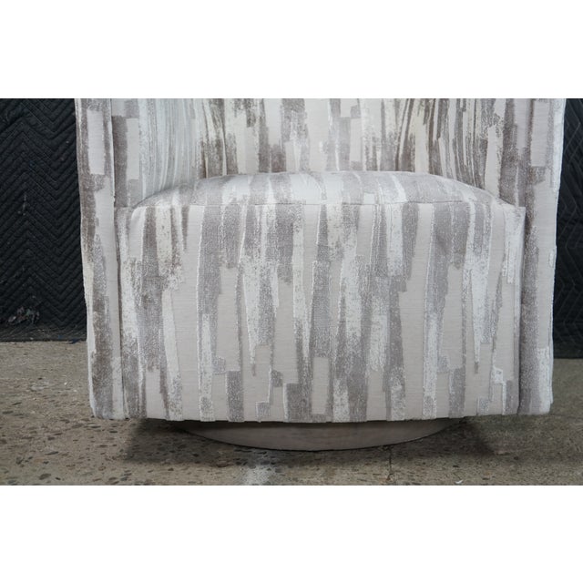 2 Late 20th Century Artistica Modern Grey Chenille Jacquard Fabric Ingrid Swivel Chairs II Pair For Sale - Image 9 of 18
