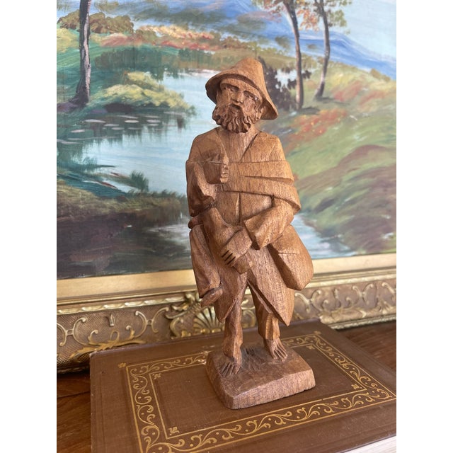 Mid 20th Century Hand Carved Mid-20th Century Folk Art Wooden Sculpture of Bearded. For Sale - Image 5 of 9