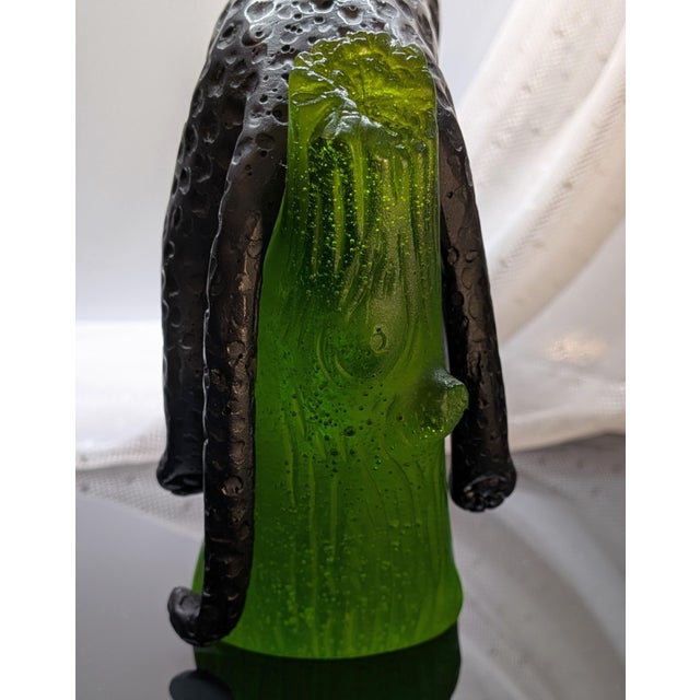 Glass Late 20th Century Daum France Pate De Verre Glass Black Panther in Green Tree For Sale - Image 7 of 16