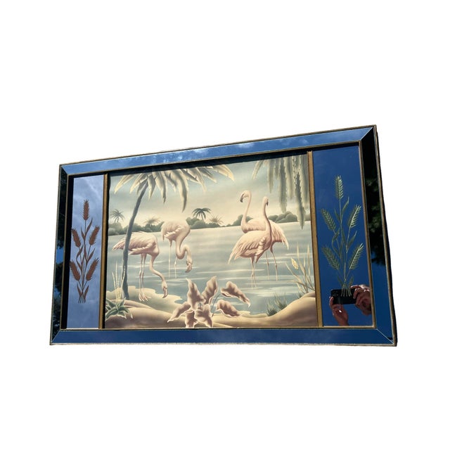 We have for your consideration a Mid-Century Flamingo art it looks to be a canvas from what I can see but I’m not sure...