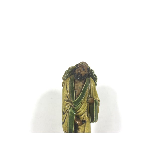 Chinoiserie Antique Handmade Folk Art Chinese Clay Figurine Mudman for Miniature or Bonsai Display For Sale - Image 3 of 15