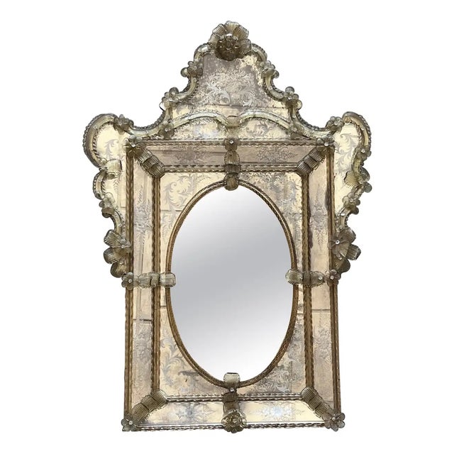 18th Century Crest Top Venetian Rectangular Mirror, Handmade and Hand Silvered For Sale - Image 10 of 10