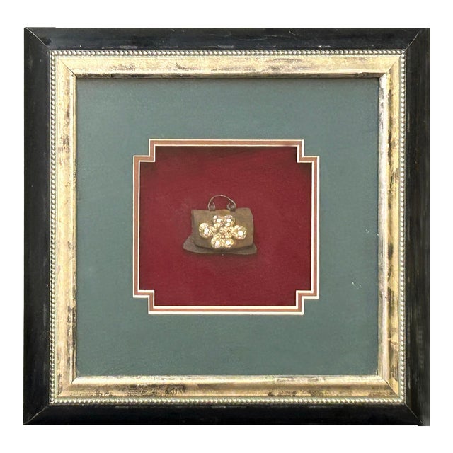 Vintage Oriental Flint Pouch Infinite Knot Display With Frame Wall Art For Sale