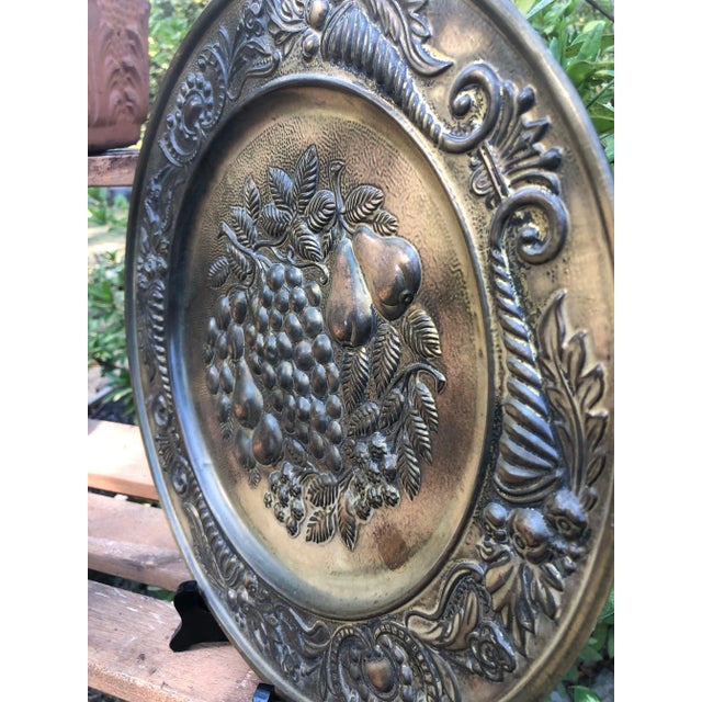 English Antique English Repoussé Decorative Platter of Grapes, Pears and Nuts For Sale - Image 3 of 6