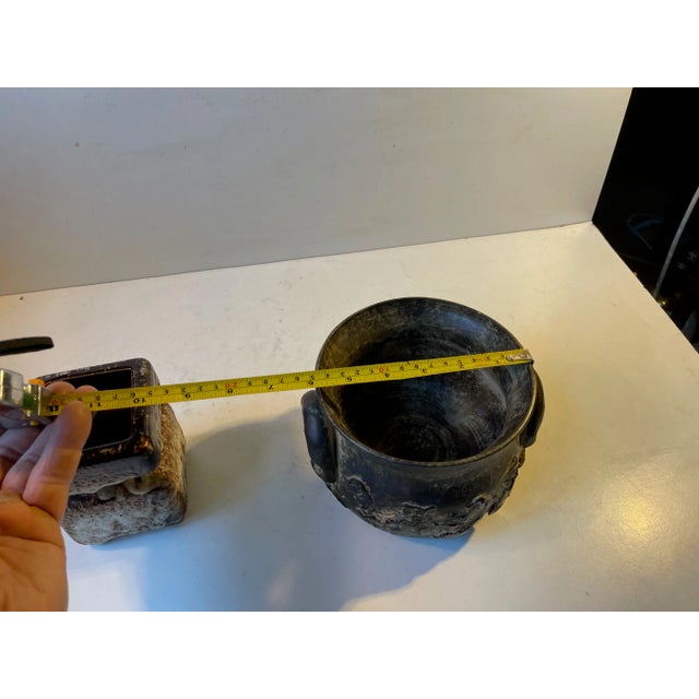 Danish Brutalist Vases in Glazed Ceramic, 1970s, Set of 2 For Sale - Image 10 of 13