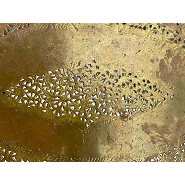 Large Brass Tray With Decorative Detail - Vintage For Sale - Image 4 of 6