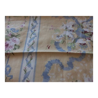 1988 Unused Cyrus Clark "Lisette" Yellow With French Blue and Pink Fabric- 1 Yard For Sale