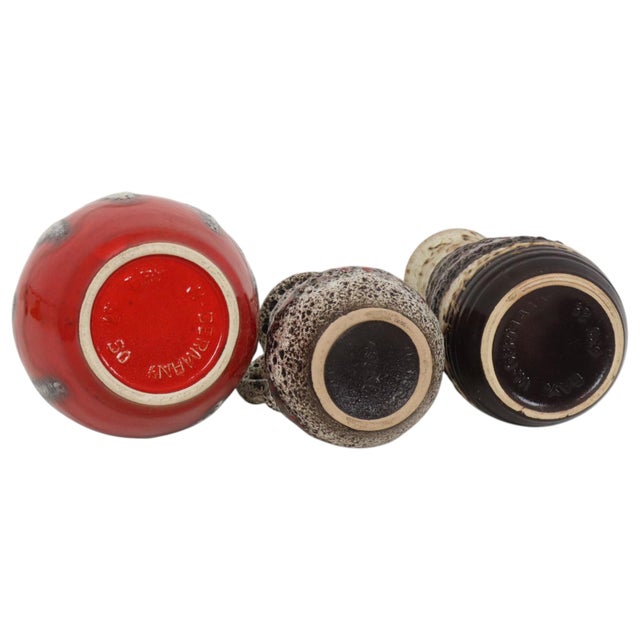 Ceramic West German Fat Lava Pottery Vases from Bay Keramik, 1960s, Set of 3 For Sale - Image 7 of 14