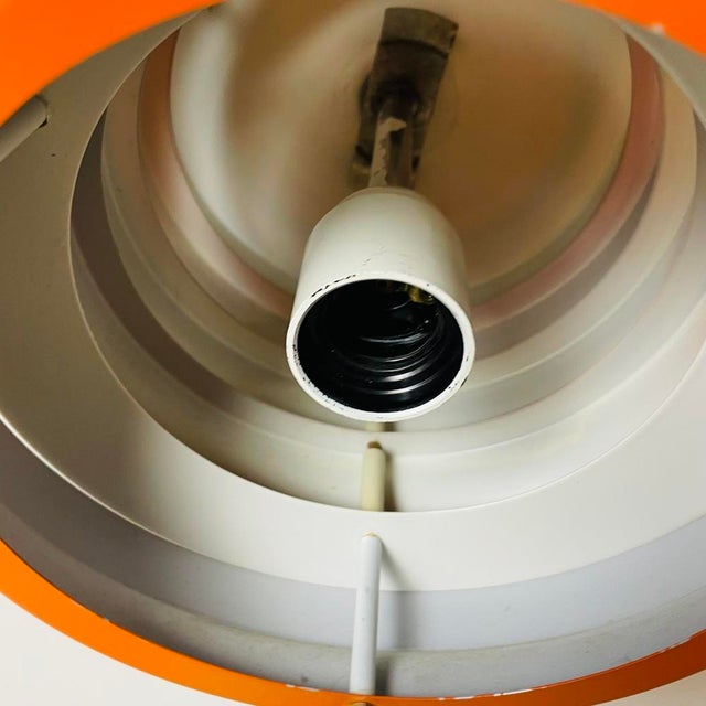 Space Age Scandinavian Modern Orange Metal Light Fixture, 1970s For Sale - Image 11 of 15