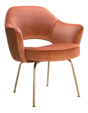 Saarinen Executive Arm Chair in Rust Velvet, Gold Edition