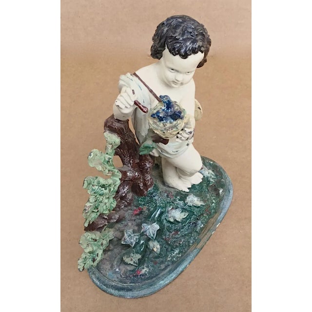Antique Cast Iron Cherub Feeding Birds For Sale - Image 4 of 8