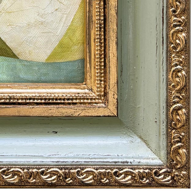 2020s Contemporary Abstract Oil Painting in Vintage Greige Painted Frame For Sale - Image 5 of 6