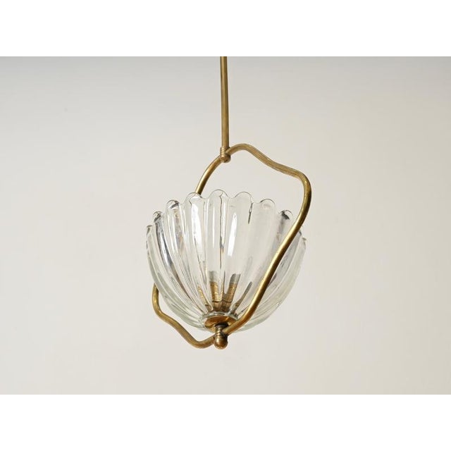 Metal Floral Murano Glass and Brass Pendant from Barovier, Italy, 1940s For Sale - Image 7 of 16
