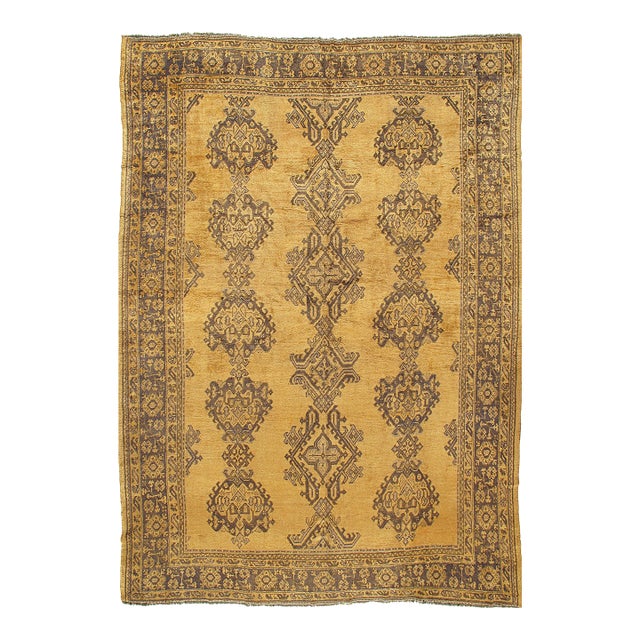 Antique Brown Turkish Oushak Area Rug , 9ft 4in X 11ft For Sale
