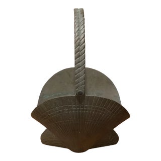 Vintage Brass Sea Shell Basket Pot Planter For Sale