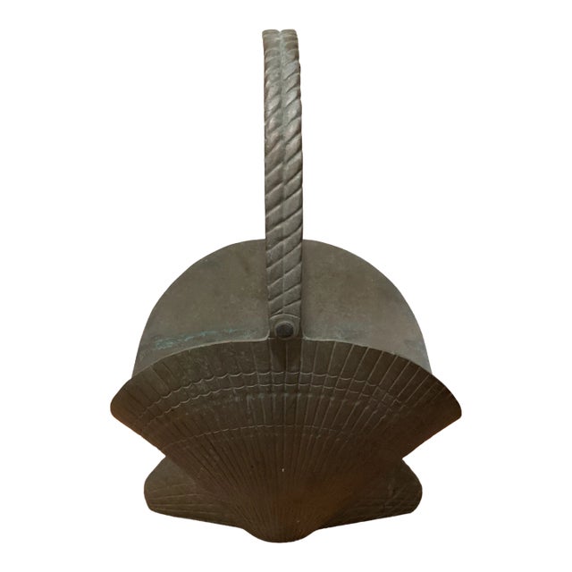 Vintage Brass Sea Shell Basket Pot Planter For Sale