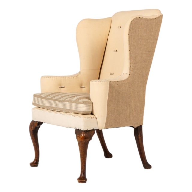 18th Century English Walnut Wing Chair, 1720s For Sale