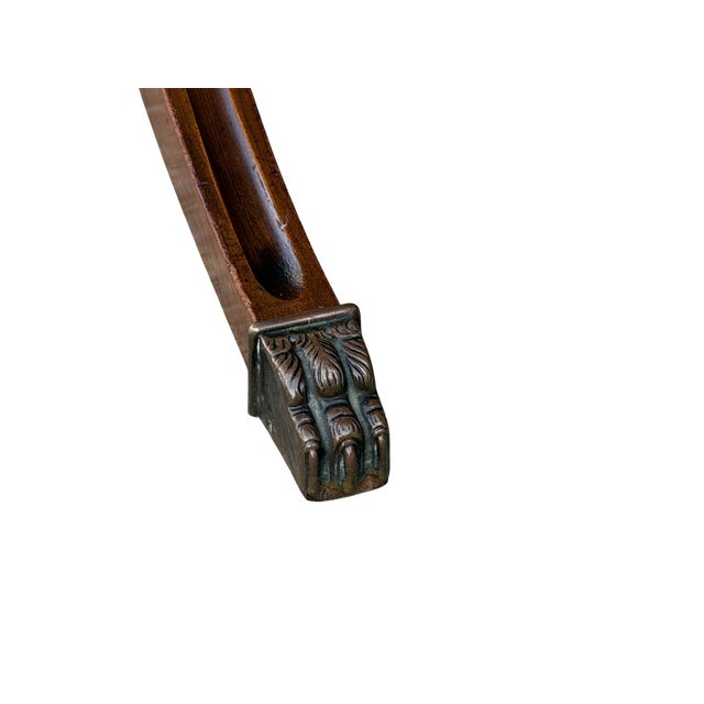 Vintage Duncan Phyfe Style Mahogany Oval Coffee Table – Federal Neoclassical Pedestal Base With Reeded Saber Legs & Brass Claw Feet For Sale - Image 6 of 9