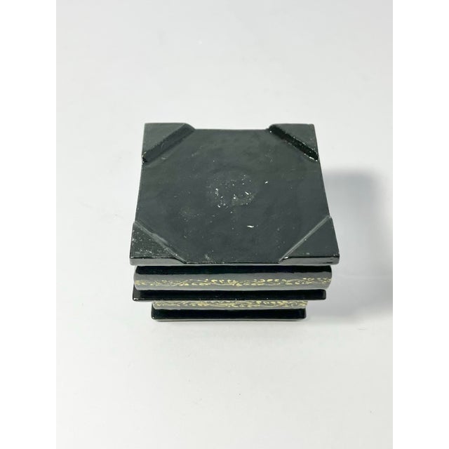 Russian Handpainted Wooden Lacquer 2-Tier Double Palekh Trinket Box, Firebird Good vintage condition. No damage to box or...